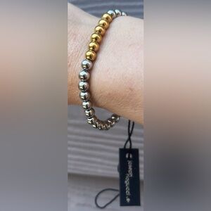 Joseph Noguchi Two-Tone Silver and Gold Bead Stretch Bracelet